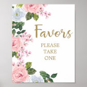 Pink White Floral Favorits Baby Shower Poster (Vorne)
