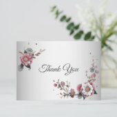 Pink White Floral Flor Danke Karte (Stehend Vorderseite)