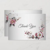 Pink White Floral Flor Danke Karte (Vorne/Hinten)