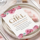 Pink White Floral Girl Kinderdusche Einladung