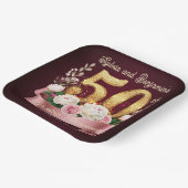 Pink White Floral Golden 50. Hochzeitstag Pappteller (Gewinkelt)