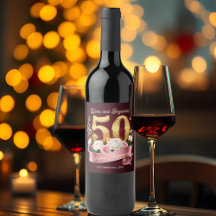 Pink White Floral Golden 50. Hochzeitstag