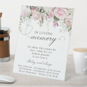 Pink White Floral Memorial Wedding Sign Sockelschild (In Situ)