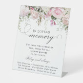 Pink White Floral Memorial Wedding Sign Sockelschild (Vorderseite)