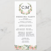 Pink White Floral Monogram Wreath Wedding Program Programm (Rückseite)