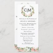 Pink White Floral Monogram Wreath Wedding Program Programm (Vorne/Hinten)