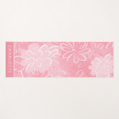 Pink White Floral Muster Personalisiert Name Yogamatte (Vorderseite (Horizontal))