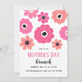 Pink White Floral Mutter Tag Brunch Einladung