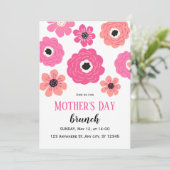 Pink White Floral Mutter Tag Brunch Einladung (Stehend Vorderseite)