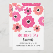 Pink White Floral Mutter Tag Brunch Einladung (Vorne/Hinten)