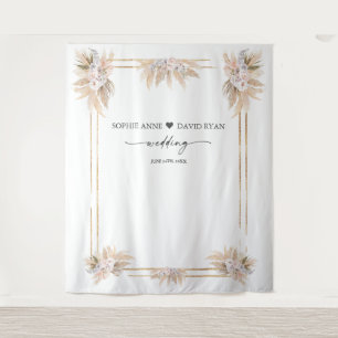 Pink White Floral Pampas Grass Foto Stand Hochzeit Wandteppich