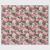 Pink & White Floral Pattern Easter Wrapping Paper Geschenkpapier (Flach)