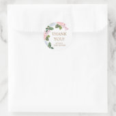 Pink White Floral Rose Kinderdusche Danke Runder Aufkleber (Tasche)