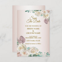 Pink White Floral Watercolor Greenery Wedding