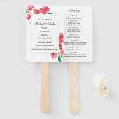 Pink White Floral Wedding Program Fächer (Vorne und Hinten)