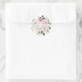 Pink White Floral Wedding Umschlag Aufkleber (Tasche)