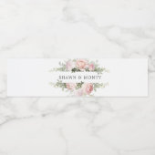 Pink White Floral Wedding Wasserflaschenetikett (Einzelnes Label)