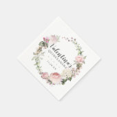Pink White Floral Wreath Quinceanera Serviette (Ecke)