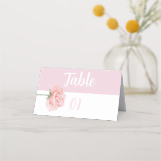 Pink white flower Place Card Platzkarte
