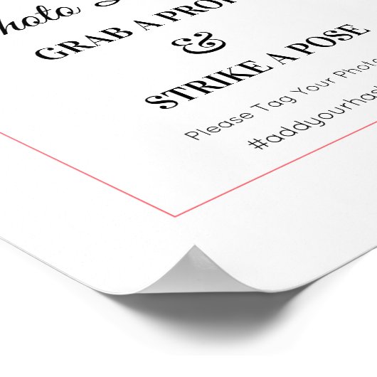 Pink White Foto Booth Floral Sign Poster (Ecke)