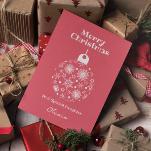 Pink White Frohe Weihnachtsweih Personalisiert Feiertagskarte