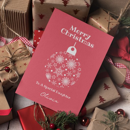 Pink White Frohe Weihnachtsweih Personalisiert Feiertagskarte