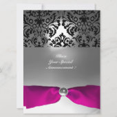 PINK WHITE FUCHSIA DAMASK GEM STONE MONOGRAMM EINLADUNG (Rückseite)