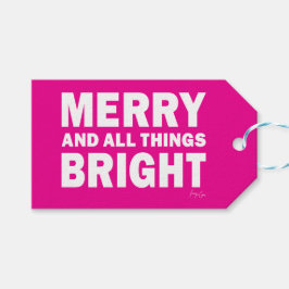 Pink & White Gift Tag | Merry & All Things Bright Geschenkanhänger
