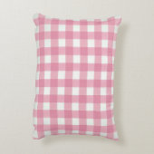 Pink White Gingham Buffalo Kariert Checked Bedroom Dekokissen (Rückseite(Vertikal))