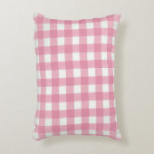Pink White Gingham Buffalo Kariert Checked Bedroom Dekokissen (Vorderseite(Vertikal))