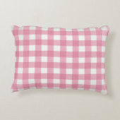 Pink White Gingham Buffalo Kariert Checked Bedroom Dekokissen (Rückseite)
