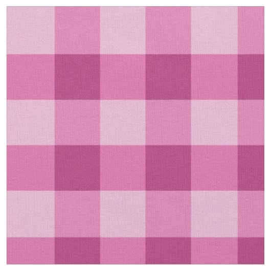 Pink White Gingham Check Combed Cotton Fabric Stoff (Nahaufnahme)