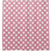 Pink White Gingham Karo Kariert Duschvorhang (Vorderseite)