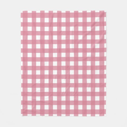 Pink White Gingham Karo Kariert Fleecedecke (Vorderseite)