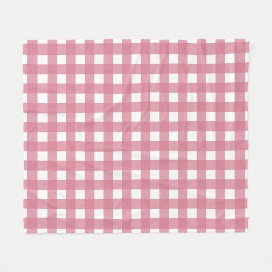 Pink White Gingham Karo Kariert Fleecedecke (Vorderseite (Horizontal))