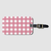 Pink White Gingham Karo Kariert Gepäckanhänger (Vorderseite (Horizontal))
