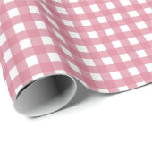 Pink White Gingham Karo Kariert Geschenkpapier (Rolleneckpunkt)