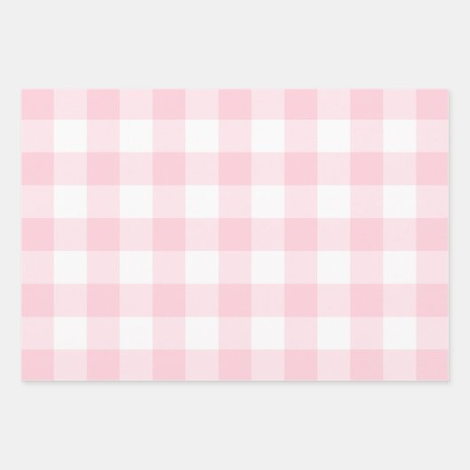 Pink White Gingham Karo Kariert Geschenkpapier Set (Vorderseite 3)