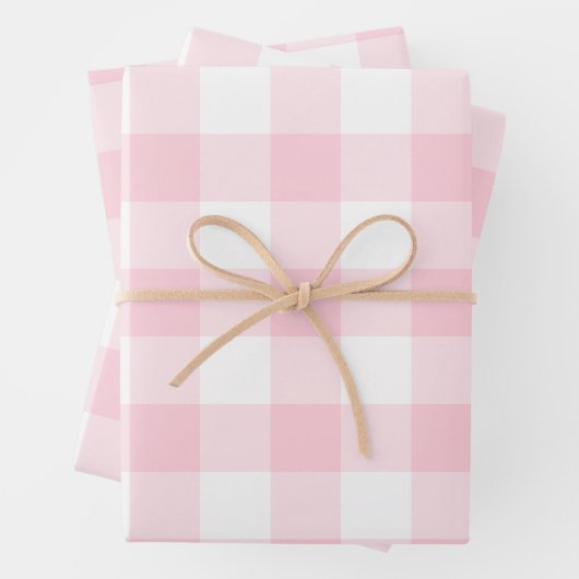 Pink White Gingham Karo Kariert Geschenkpapier Set (Beispiel)