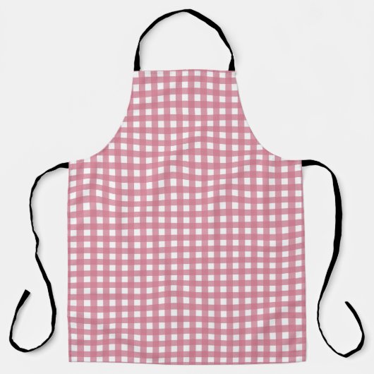 Pink White Gingham Karo Kariert Schürze (Vorderseite)