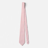 Pink White Gingham Karo Pastel Men's Krawatte (Vorderseite)