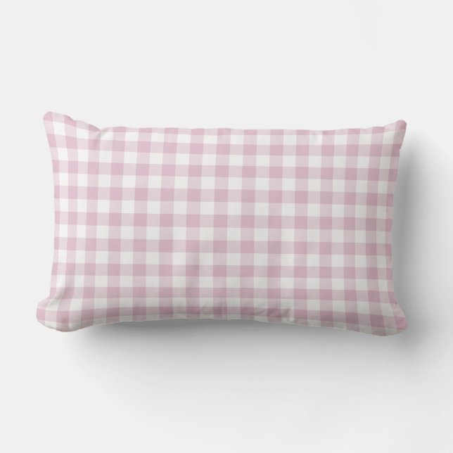 Pink White Gingham Karo Pattern Lendenkissen (Vorderseite)