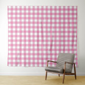 Pink & White Gingham Karo Tapestry Wandteppich (Beispiel (Horizontal))
