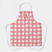Pink White Gingham Name & Initial Schürze (Vorderseite)