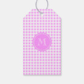 Pink White Gingham Pattern, Ihre Monogramm Geschenkanhänger (Rückseite)