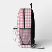 Pink White Gingham Polkadot Personalized Bedruckter Rucksack (Rechts)