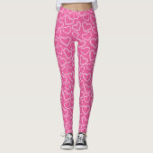 Pink & White Girly Big Sweet Hearts Leggings (Vorderseite)