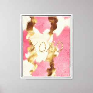 Pink White Glam Cowhide Glitzer XOXO Leinwanddruck