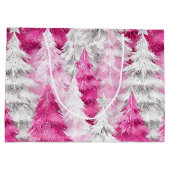 Pink White Glam Weihnachtsbaumen Große Geschenktüte (Rückseite)