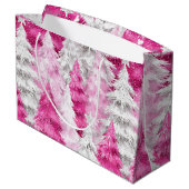Pink White Glam Weihnachtsbaumen Große Geschenktüte (Rückseite Schrägansicht)
